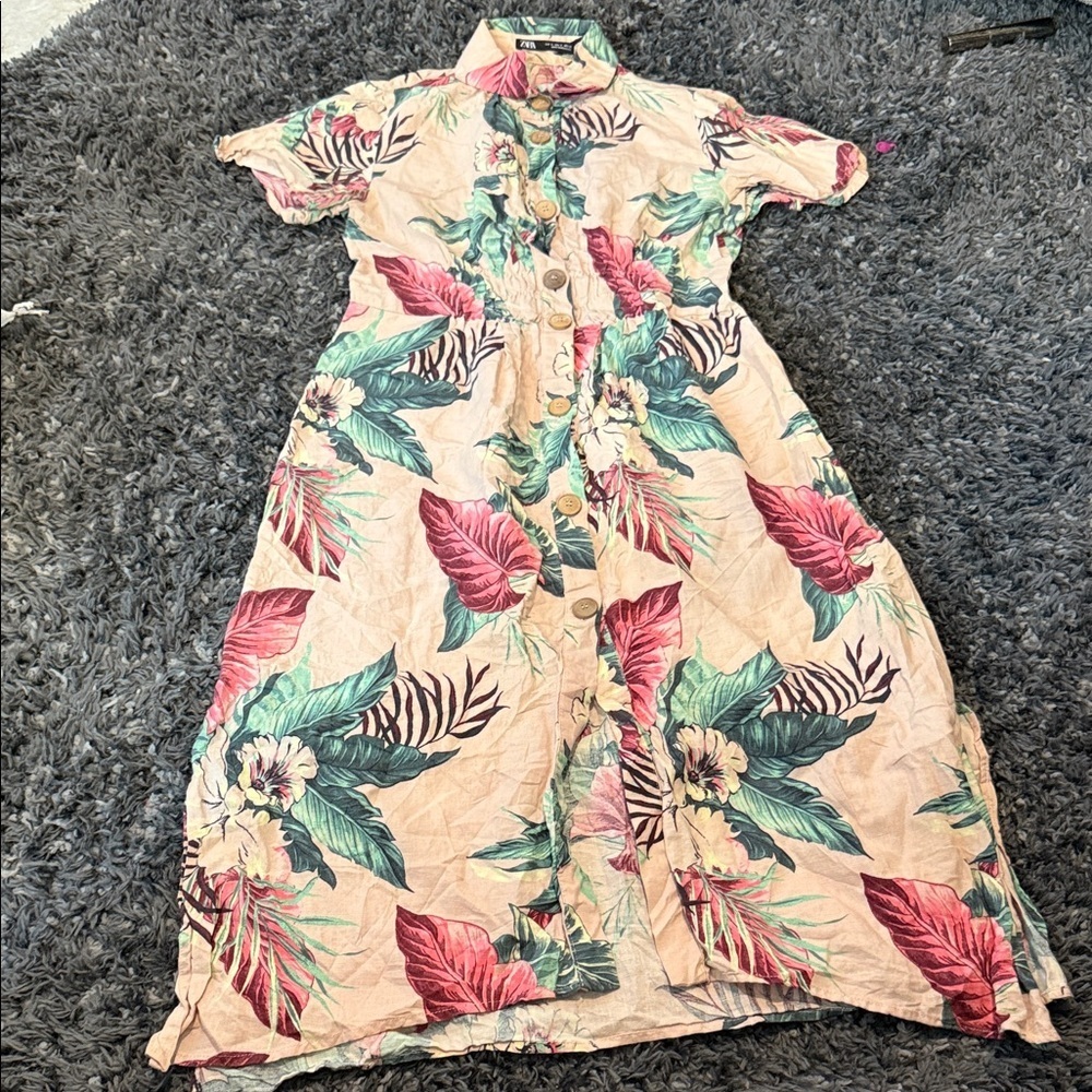Zara Floral Midi Dress - Pink and Green